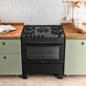 FOGAO ATLAS MONACO TOP GLASS 5 BOCAS C/AC PRETO