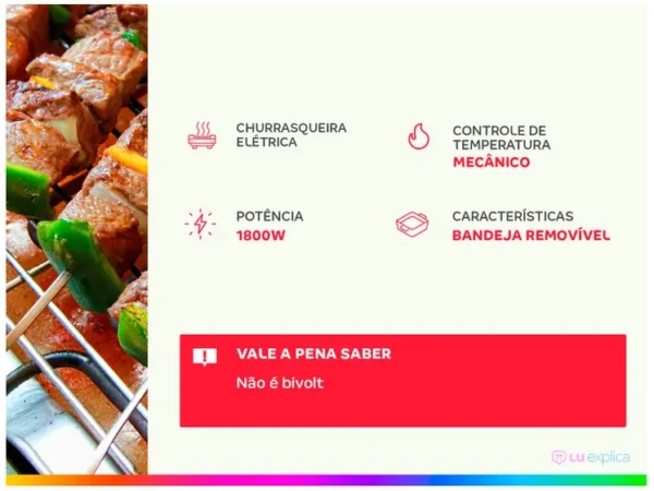 CHURRASQUEIRA ELETRICA MONDIAL CH05 - Imagem 3