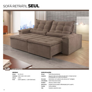 SOFA RETRATIL SEUL L&A ESTOFADOS 0,90 TECIDO