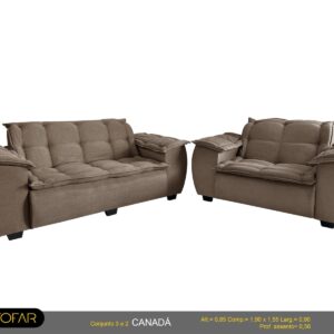 SOFA CANADA 3X2 LUGARES INCA MARROM
