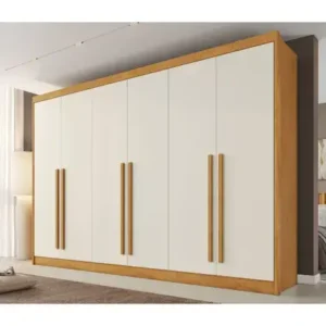 ROUPEIRO ALBA PLUS 6PTS PEROBA/OFF WHITE (PUXADOR DE MADEIRA)