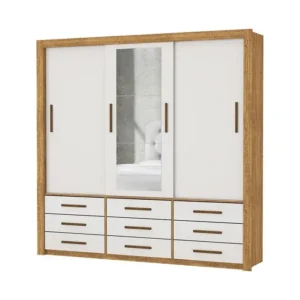 ROUPEIRO CARIOCA ANJOS 03 PTS C/ESPELHO CINAMOMO-OFF WHITE