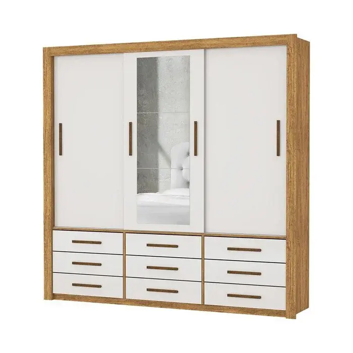 ROUPEIRO CARIOCA ANJOS 03 PTS C/ESPELHO CINAMOMO-OFF WHITE