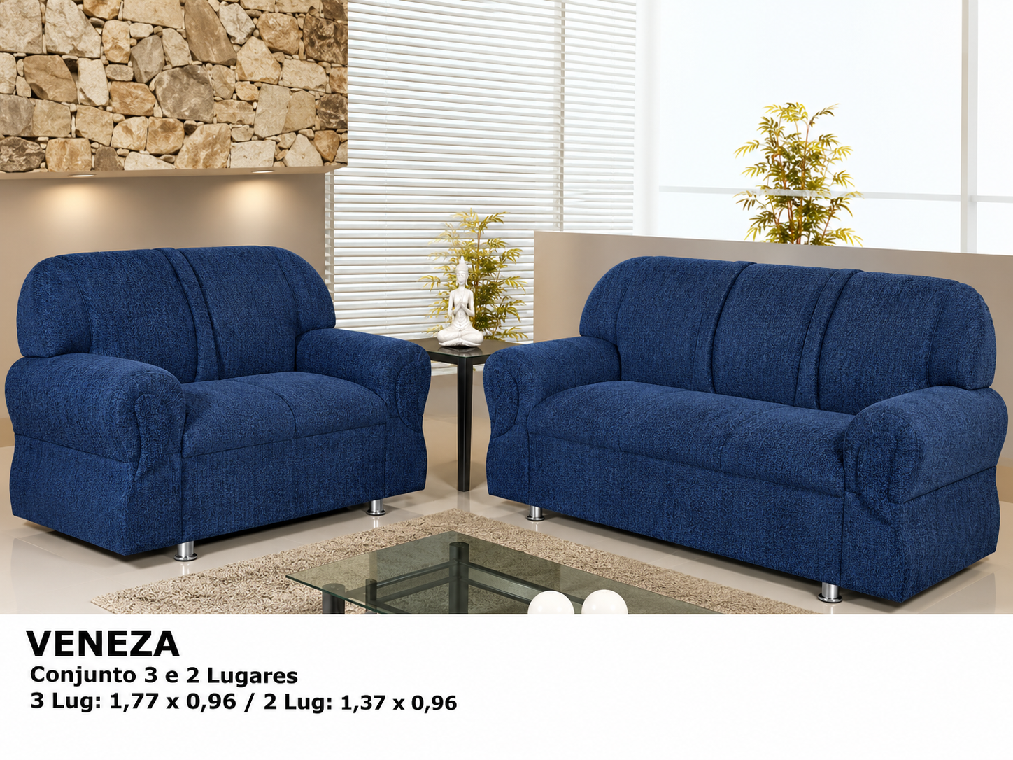 SOFA 2X3 LUGARES VENEZA AZUL