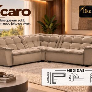 SOFA DE CANDO ICARO BLACK SOFT VELUDO CAPUCCINO
