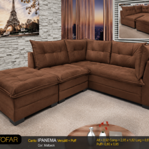 SOFA DE CANTO ESTOFAR IPANEMA INCA MALBECK