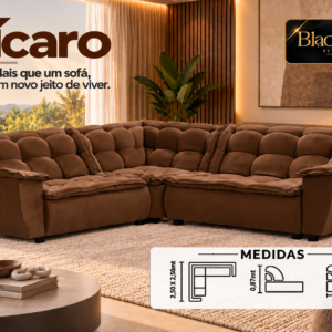 SOFA DE CANTO ICARO BLACK SOFT VELUDO MARROM